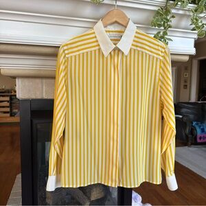 Vintage Liz Clairborne Collection White and Yellow Button Down Shirt Resortwear